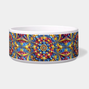 Pet Bowl with Romanian Colours Abstract Design
