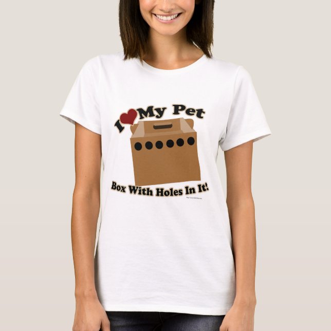 Pet Box With Holes Funny Animal Cartoon Slogan T-Shirt (Front)
