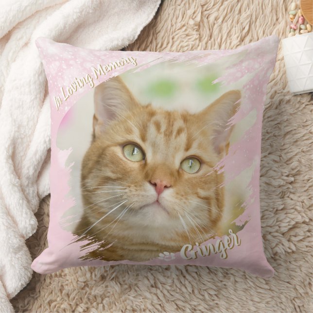 Pet Brush Stroke Custom Photo Memorial Keepsake Throw Pillow (Blanket)