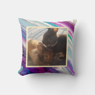Pet bunny photo - colourful throw pillow