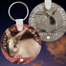 Pet Bunny Rabbit Memorial Two Photo | Name | Dates Keychain