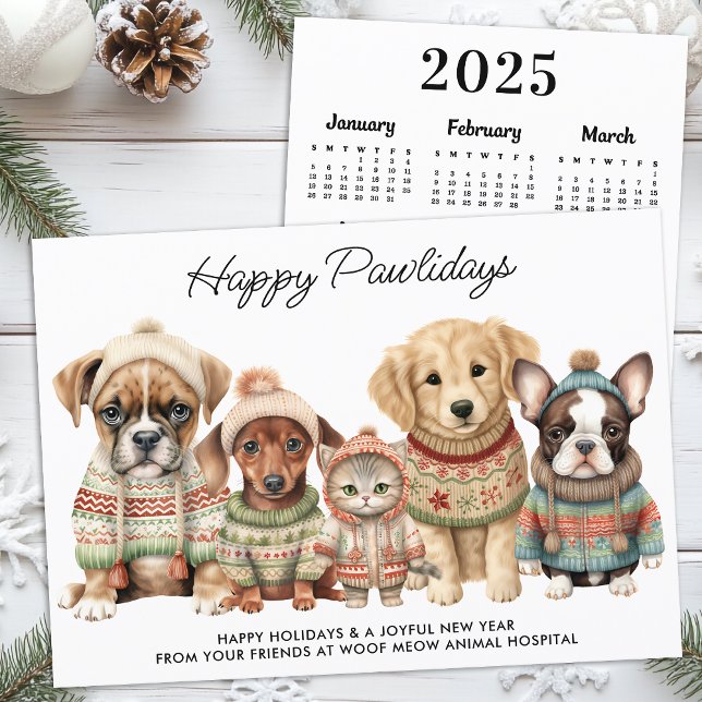 Pet Business Christmas 2025 Calendar Dog Cat Pets Holiday Card (Creator Uploaded)