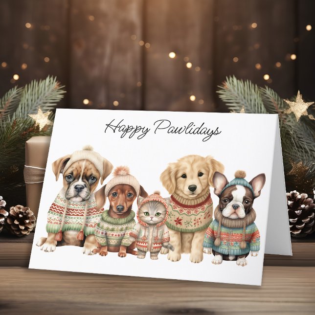 Pet Business Christmas Festive Dog Cat Pets Holiday Card (Creator Uploaded)