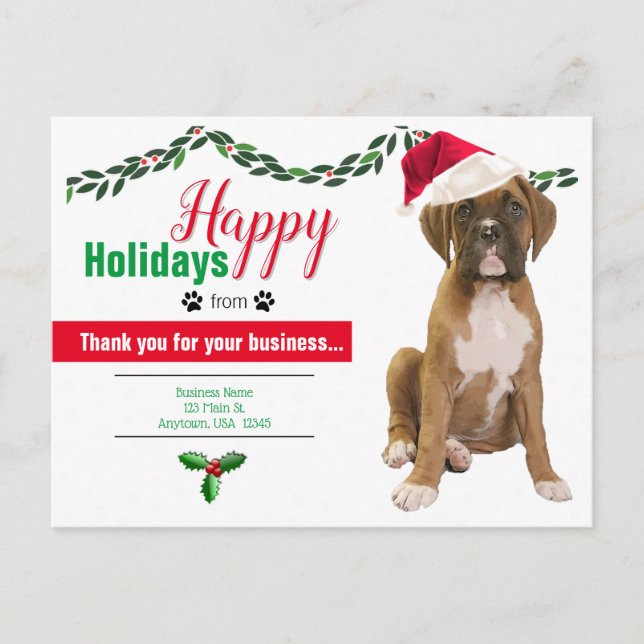 Pet Business Christmas Postcards - Dog Photo (Front)
