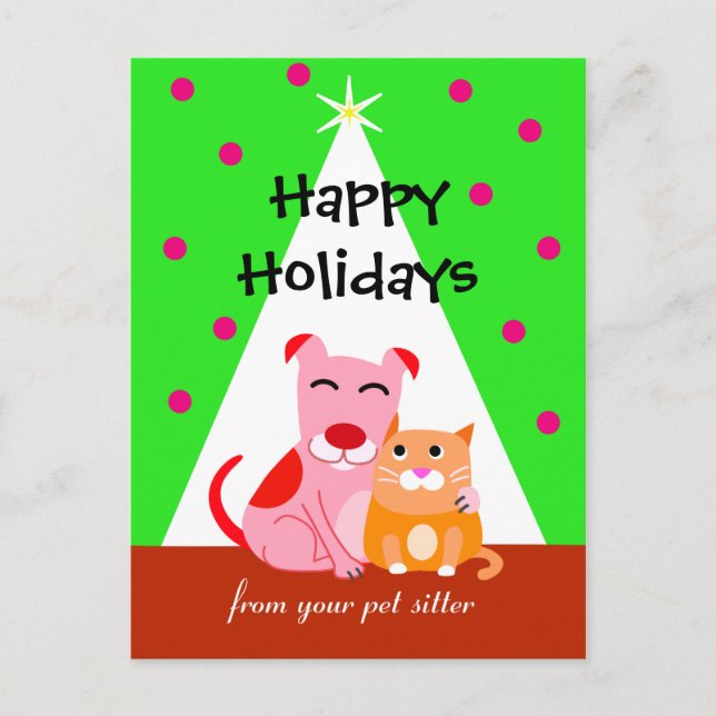 Pet Business Holiday Dog & Cat Postcard (Front)