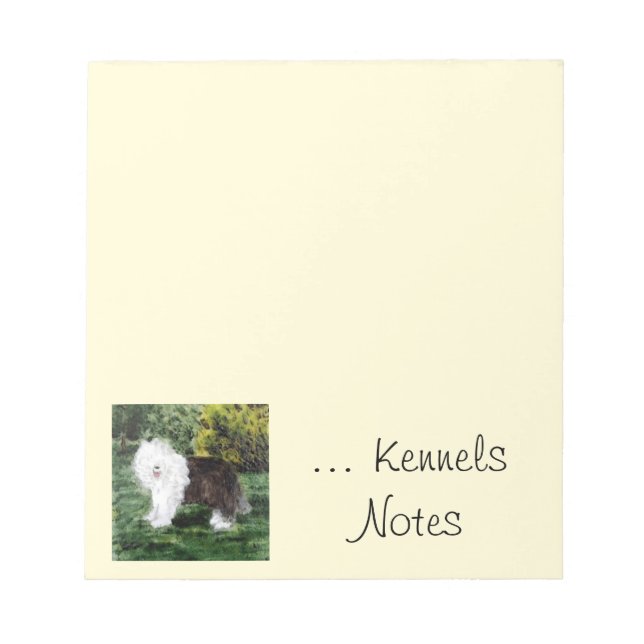 Pet Business Old English Sheepdog Art Custom Notepad (Front)