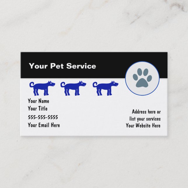 Pet Care Business Cards (Front)