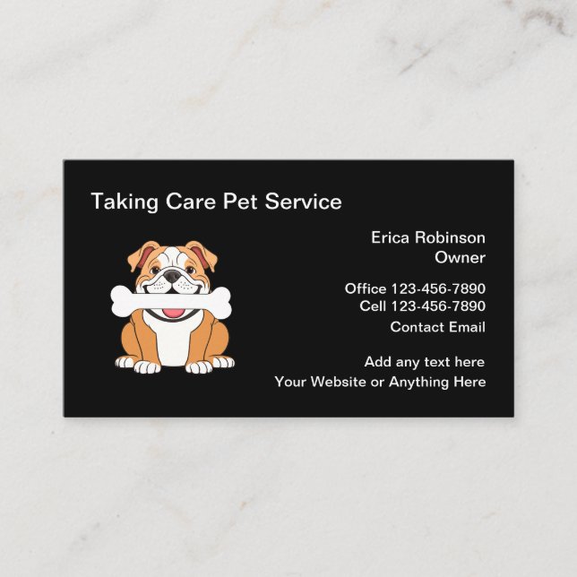 Pet Care Business Cards Simple Design (Front)