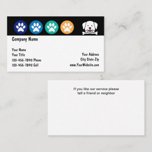 Pet Care Colourful Dog Pawn Business Cards