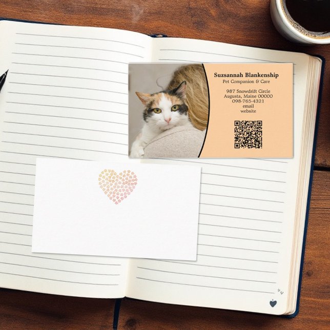Pet Care Custom QR Code and Photo  Business Card (Front and back template designed business card)