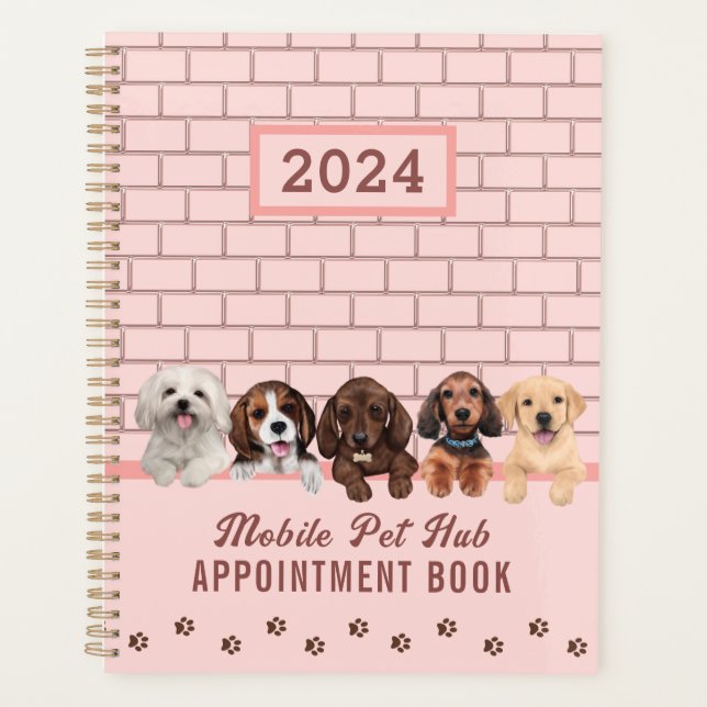 Pet Care Dog Grooming Blush Pink Appointment Diary Planner (Front)