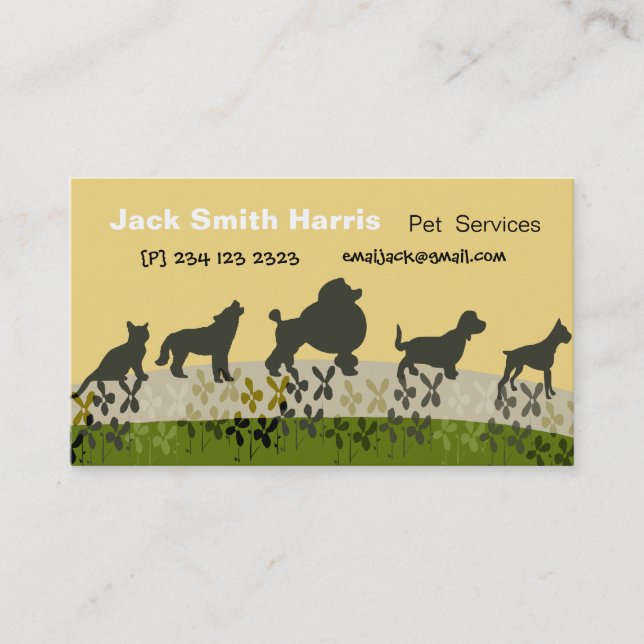 Pet Care Dog Walker Veterinarians Business Card (Front)
