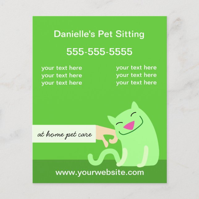 Pet Care Flyer-Petting Cat green Flyer (Front)