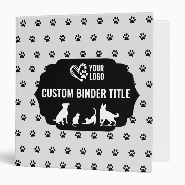 Pet Care Paw Print Dog & Cat Pet Care Services Binder (Front/Inside)