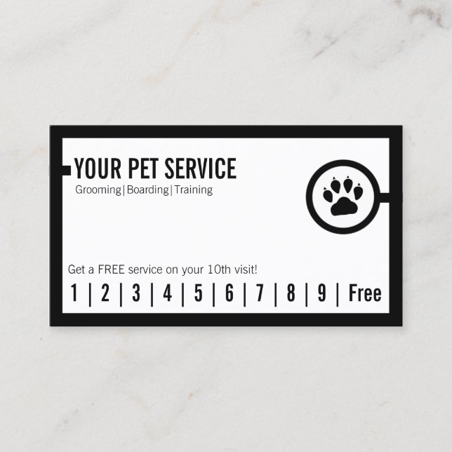 Pet Care Pet Grooming Cute Paw Loyalty Card (Front)