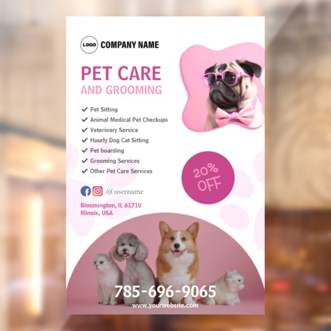 Pet Care Services Editable Window Cling (Sheet 2)