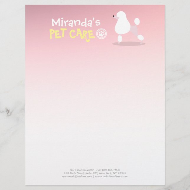 Pet Care Sitting Adorable Cartoon Dog Illustration Letterhead (Front)
