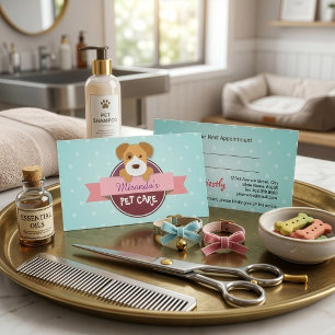 Pet Care Sitting Bathing and Grooming Beauty Salon Appointment Card