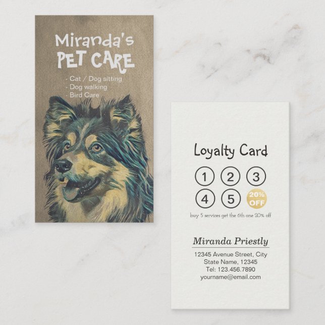 Pet Care Sitting Bathing & Grooming Loyalty Punch (Front/Back)