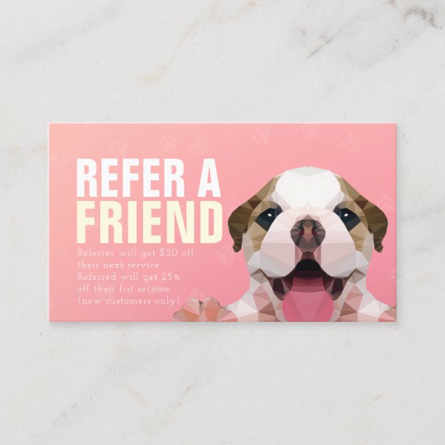 Pet Care Sitting Bathing & Grooming Referral Card (Front)