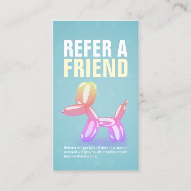 Pet Care Sitting Bathing & Grooming Referral Card (Front)