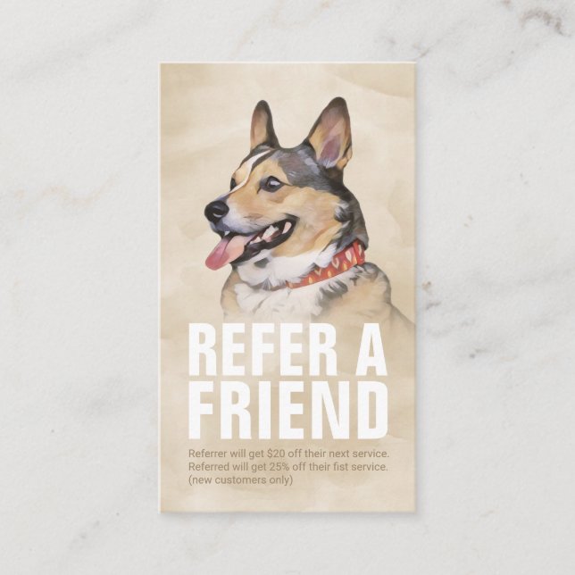 Pet Care Sitting Bathing & Grooming Referral Card (Front)