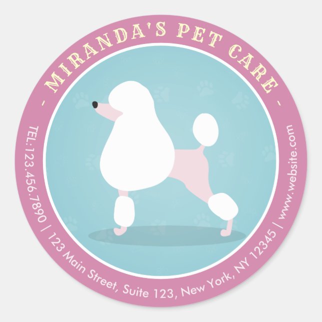 Pet Care Sitting Bathing Grooming Salon Food Shop Classic Round Sticker (Front)