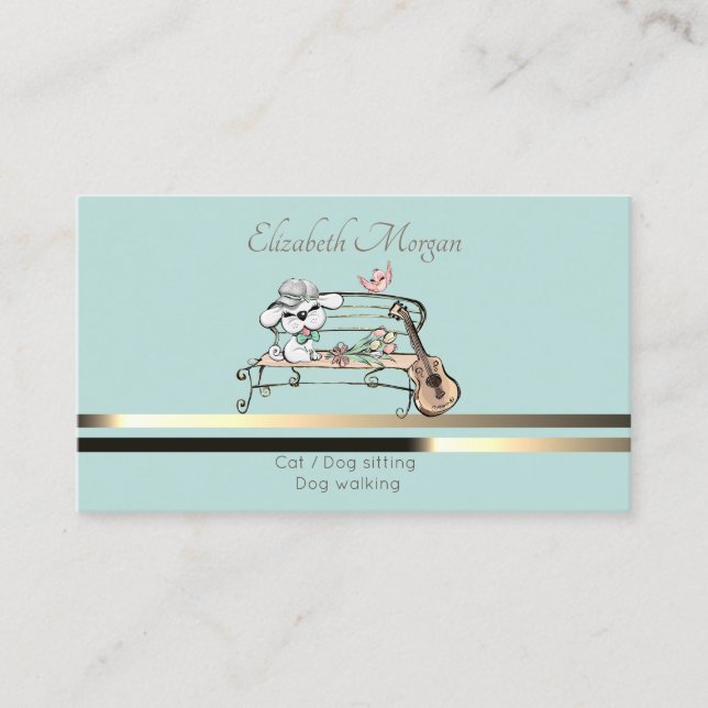 Pet Care,Sitting,Grooming Mint Green Business Card (Front)