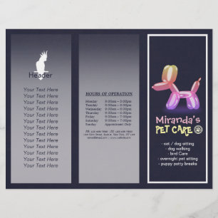 Pet Care Sitting Grooming Salon Tri-Fold Brochures