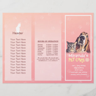 Pet Care Sitting Grooming Salon Tri-Fold Brochures