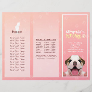 Pet Care Sitting Grooming Salon Tri-Fold Brochures