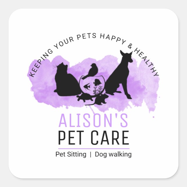  Pet Care / Sitting services / Dod walking Square Sticker (Front)