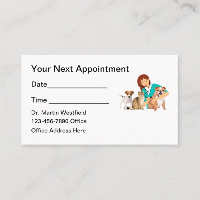 Pet Care Veterinary Animal Clinic Appointment Card (Front)