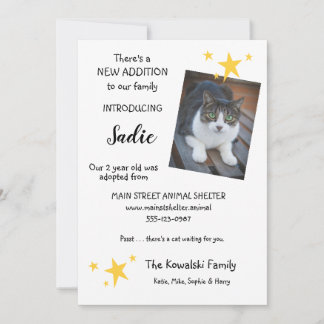 Pet Cat Adoption New Pet Announcement Flat Card