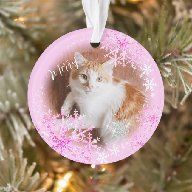 Pet  Cat Christmas Pink Ornament (Tree)