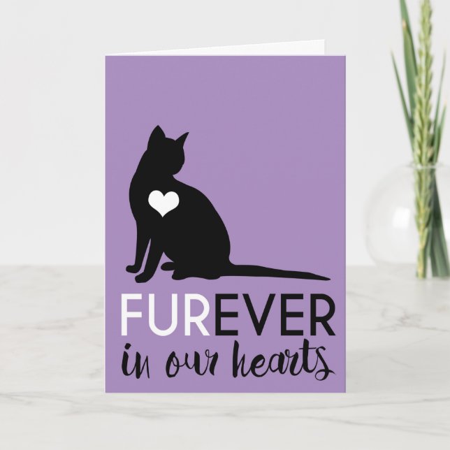 Pet Cat Condolence | Furever In Our Hearts Card (Front)