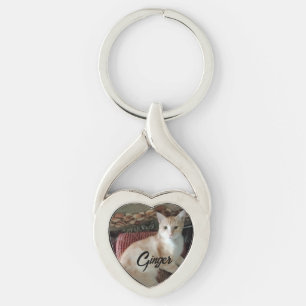 Pet Cat Custom Photo with Customizable Name  Keychain