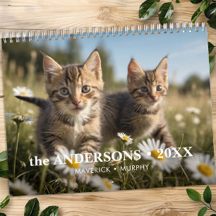 Pet Cat Custom Photos Modern Cute 12 Month 2026 Calendar