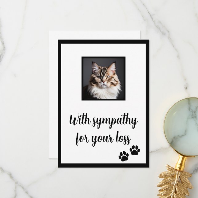 Pet cat customizable, downloadable, sympathy card (Front/Back In Situ)