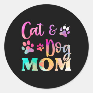 Pet Cat Dog Mom Shirt For Women  Classic Round Sticker