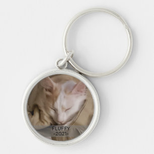 Pet Cat Dog Photo Name Keychain
