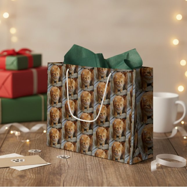 Pet Cat Dog Photo Personalize Custom Large Gift Bag (Creator Uploaded)