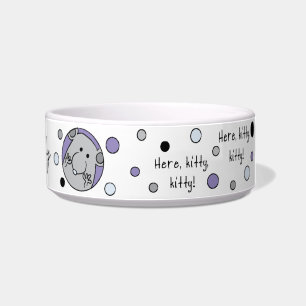 Pet CAT Medium Blue Pet Bowl "Here,Kitty,Kitty!"