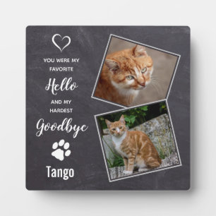 Pet Cat Memorial Gift Hello Goodbye Quote Pet Loss Plaque