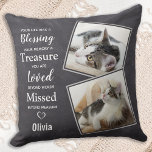 Pet Cat Memorial- Pet Sympathy Quote Cat Pet Photo Throw Pillow<br><div class="desc">Celebrate your best friend with a custom pet cat memorial pillow . This is the perfect gift for yourself, family or friends to honour those loved . We hope your unique cat photo pillow will bring you joy , peace , and happy memories . Quote " Your life was a...</div>