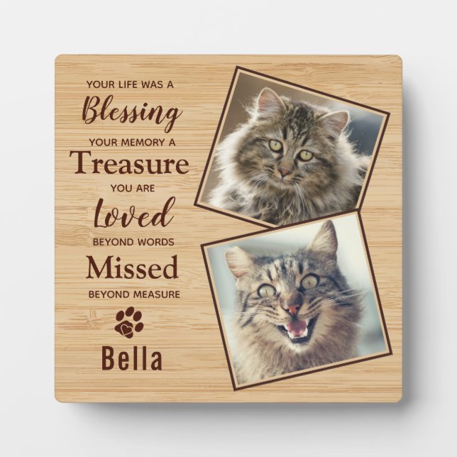 Pet Cat Memorial Photo Plaque (Front)