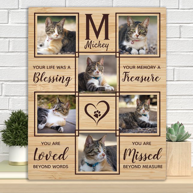Pet Cat Memorial Unique Photo Collage Plaque (Creator Uploaded)