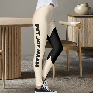 Pet Cat Mom Champagne Gold Black Customized Text Leggings