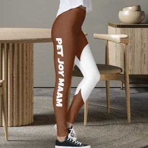 Pet Cat Mom Chestnut Brown White Customized Text Leggings