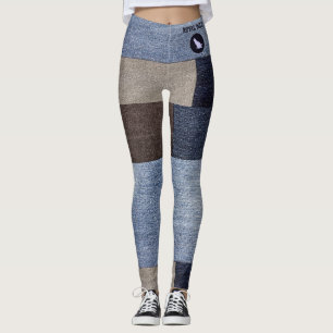 Pet Cat Mom Colourful Patchwork Faux Denim Jeans Leggings